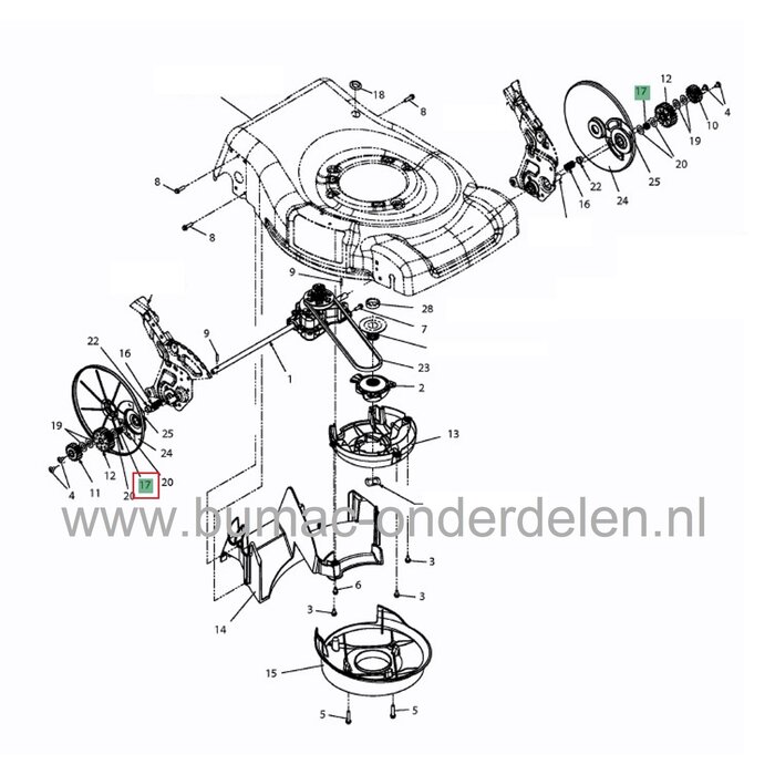 Drukveer voor MTD, WOLF, YARDMAN, CUBCADET, WHITE GLX96SH, HB53, MF19, MF21, MF36, MF38, BG48SPHM, HB135, BL5053, Ambition, Blue Power, Select, HW46A, A92H, E13/92T, E13/96H, Optima LG, Optima LN, Smart RC, Smart RE, Smart RF, Smart RG, Smart RN, BE96T, D