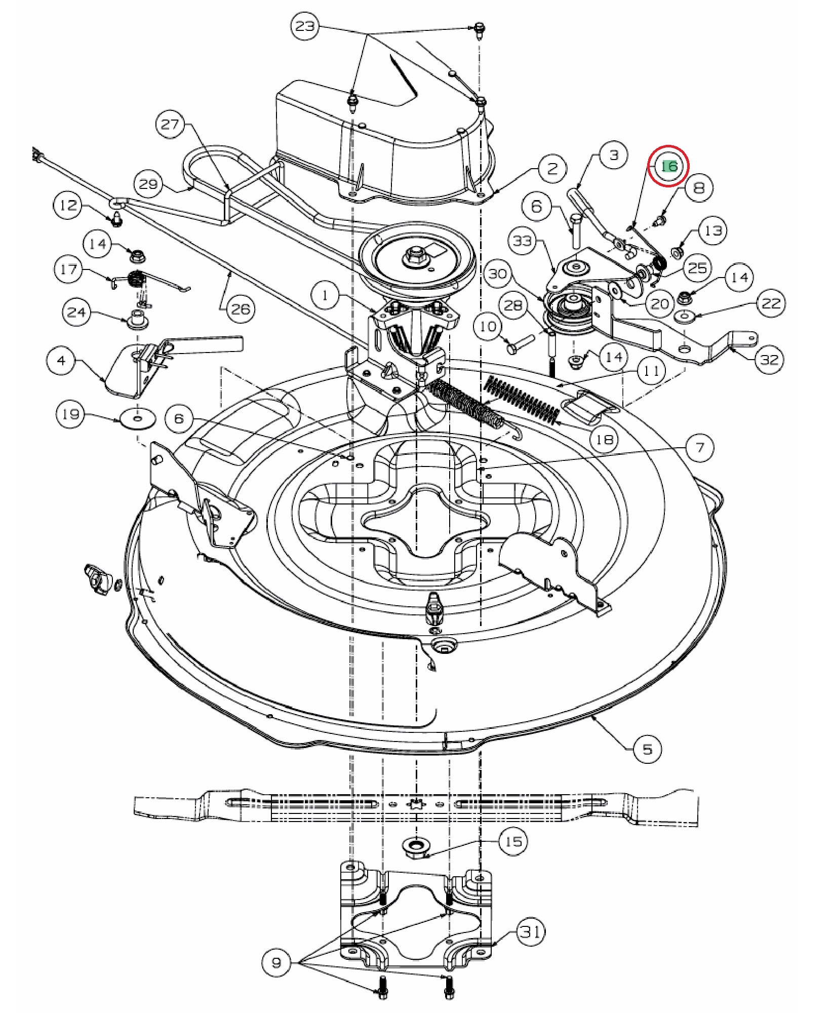 Veer voor Mesinschakeling van het Maaidek voor MTD, WOLF, YARDMAN, CUBCADET, WHITE Scooter Hydro, Scooter Pro, Scooter Pro Hydro, Minirider 76, CC114TA, CC114TD, MiniRider Plus, LR1NR76, LR2NR76, LR1NS76, LR2NS76, LR1MR76, LR2MR76, BG11576, BG76SM, H76SM
