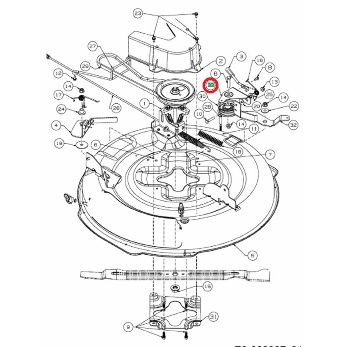 Bovenste V-Snaar Poeliehouder voor MTD, WOLF, WHITE, CUB CADET Scooter Hydro, Scooter Pro, Scooter Pro Hydro, 420/30, 76SD, Minirider76, CC114TA, CC114TD, MiniRider Plus+, CC114HA, LR1NR76, LR2NR76, LR1NS76, LR2NS76, LR1MS76, LR2MR76, LR2MS76, BG11576, BG