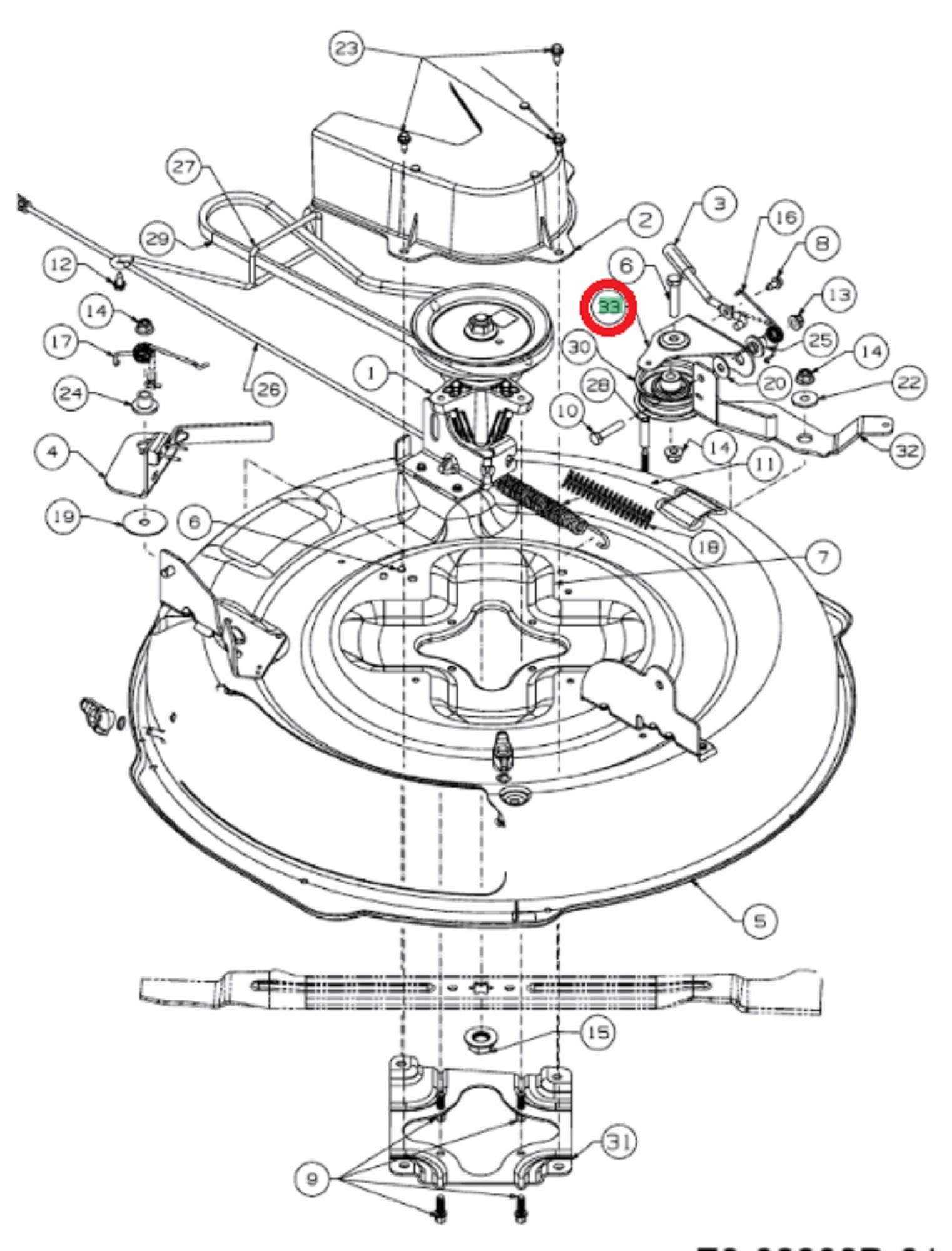Bovenste V-Snaar Poeliehouder voor MTD, WOLF, WHITE, CUB CADET Scooter Hydro, Scooter Pro, Scooter Pro Hydro, 420/30, 76SD, Minirider76, CC114TA, CC114TD, MiniRider Plus+, CC114HA, LR1NR76, LR2NR76, LR1NS76, LR2NS76, LR1MS76, LR2MR76, LR2MS76, BG11576, BG