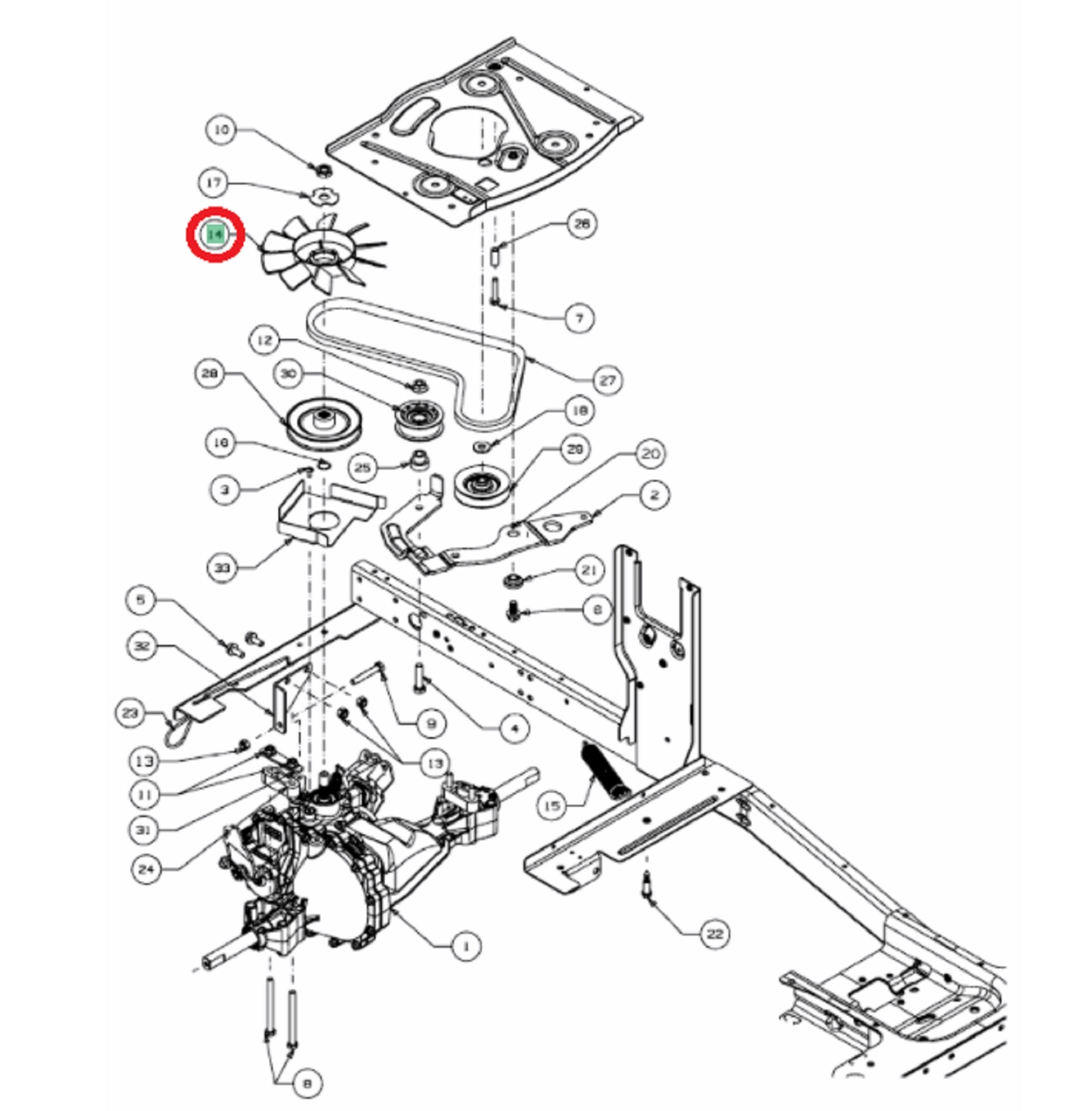 Koelvin voor het Koelen van de Hydrostaat voor MTD, WOLF, YARDMAN, CUBCADET, WHITE Scooter Hydro, Scooter Pro Hydro, 76SDHE, 60RDHE, 76RDHE, LR2NR76, LR2NS76, LR2FR60, LR2MR76, LR2MS76 op Zitmaaiers - Trekkers - Tuintrekkers - Zero Turn Maaiers Ventilator
