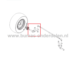 Fusee Rechts voor ALKO, SOLO Zitmaaiers, Tuintrekkers, Grasmaaiers, Frontmaaiers Linker Wiel Assen, Steun voor Zitmaaier Wielen T 13-93.7 HD, T 20-105.5,  T 16-95.6 HD, T 20-105.5 HDE, T 23-125.5 HDE V2, T 18-95.4 HD, T 15-95.4 HD-A