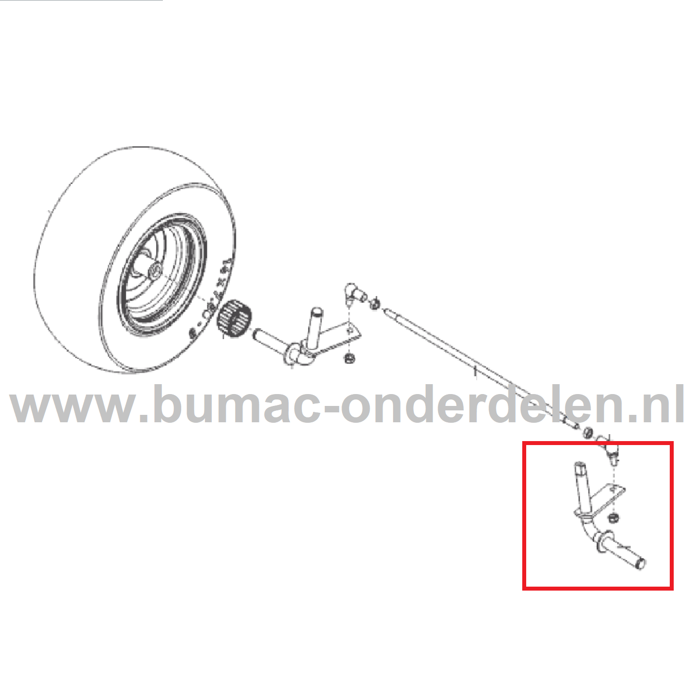 Fusee Links voor ALKO, SOLO Zitmaaiers, Tuintrekkers, Grasmaaiers, Frontmaaiers Linker Wiel Assen, Steun voor Zitmaaier Wielen T 13-93.7 HD, T 20-105.5,  T 16-95.6 HD, T 20-105.5 HDE, T 23-125.5 HDE V2, T 18-95.4 HD, T 15-95.4 HD-A