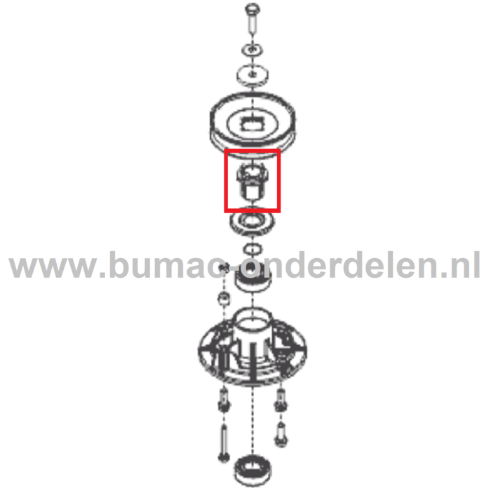 Afstandsbus - Meenemer voor V-Snaar Poelie op ALKO, SOLO Zitmaaiers, Tuintrekkers, Grasmaaiers, Frontmaaiers Afstandbus, Meenemer, Afstands Bus voor V Snaar Pouly, Poulie T 17-103.8, T 16-102 HD,  T 20-105.5 HDE, T 22-110.0 HDH-A, T 16-105.4 HD, T 15-95.4