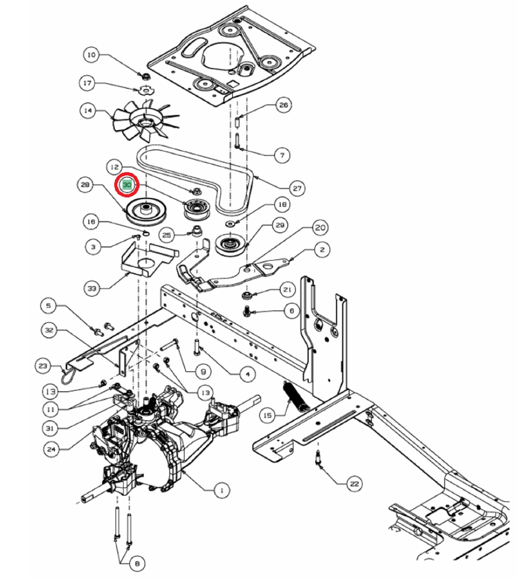 V-Snaar Poelie vlak gelagerd voor MTD, WOLF, YARDMAN, CUBCADET, WHITE Scooter Hydro, Scooter Pro Hydro, Minirider 76 SDHE, Minirider 60 RDHE, Minirider 76 RDHE, CC114HA, LR2NR76, LR2NS76, LR2FR60, LR2MR76, LR2MS76 op Zitmaaiers - Trekkers - Tuintrekkers