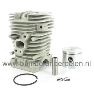 Cilinder Ø 38 mm Compleet voor JONSERED - PARTNER - MCCULLOCH - POULAN - HUSQVARNA, Kettingzaag, Motorzaag, Complete Cylinder Set met Zuiger, Zuigerveren en Pistonpen