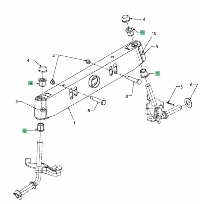 Lagerbus voor Vooras op MTD, WOLF, YARDMAN, CUBCADET, WHITE DLX107, GLX105, GLX92, GLX96, JLX96, JLX107, LX76, LX92, LX96, GLX122, MF33, MF38, MF30, MF42, MF36, MF50, MF48, BL125, BL135, BL155, BL175, BL180, BL200, BL220, M762, AMBITION, SELECT, Scooter H