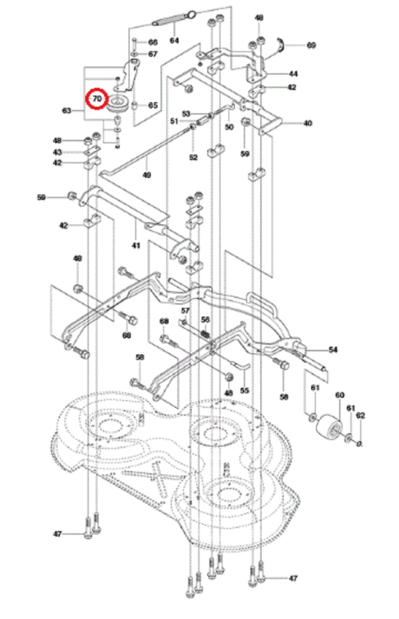 V-Snaar Poelie Aandrijving Maaimessen voor HUSQVARNA, JONSERED, ZENOAH R213 C, R214 T, R214 T AWD, R214 TC, R214C, R215 TX, R216, R216 AWD, R216 T AWD, FR2213 MA, FR2215 MA, FR2215 MA 4X4, FR2216 MA, FR2216 MA 4x4, FMZ1300, FMZ1400T op Zitmaaiers - Frontm