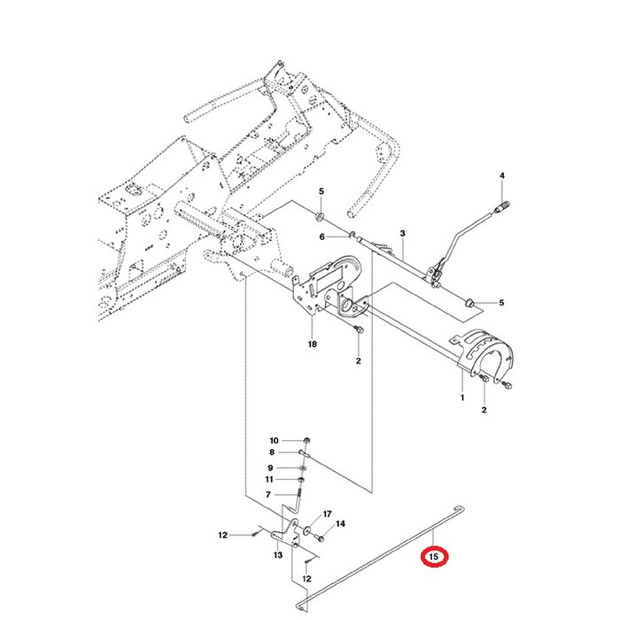 Verbindingsstang voor Maaidekophanging voor HUSQVARNA, JONSERED, MCCULLOCH, PARTNER, ZENOAH R13 C5, R213 C, R214 T, R214 T AWD, R214 TC, R214C, R215 TX, R216, R216 AWD, R216 T AWD, R216TAWD, RIDER 11 C, RIDER 11 R, RIDER 13 AWD, RIDER 13 C, RIDER