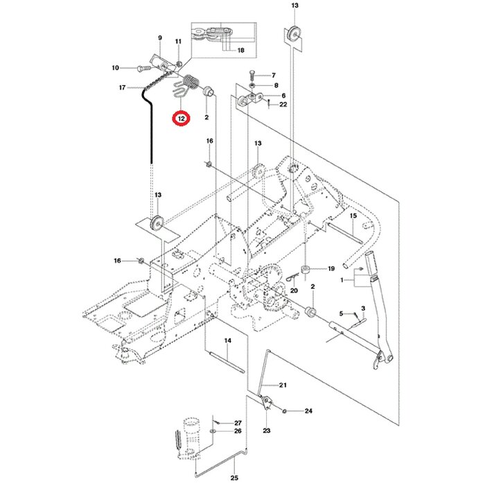 Veer voor Maaihoogte Instelling op HUSQVARNA, JONSERED, PARTNER, MCCULLOCH, ZENOAH R13 C5, R15 T AWD, R15 Ts AWD, R213 C, R214 T, R214 T AWD, R214 TC, R215 TX, R216, R216 AWD, R216 T AWD, R316 T, R316 T AWD, R316 Ts AWD, R316 TXs AWD, R318, R320 AWD