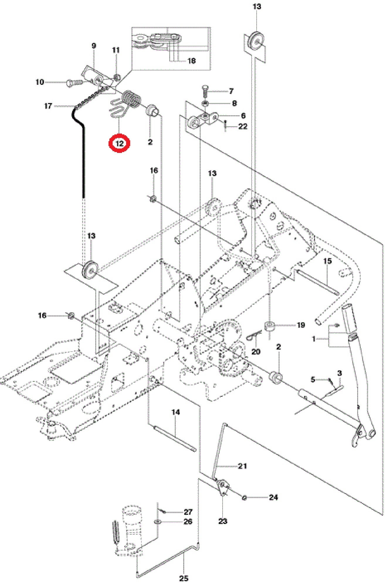 Veer voor Maaihoogte Instelling op HUSQVARNA, JONSERED, PARTNER, MCCULLOCH, ZENOAH R13 C5, R15 T AWD, R15 Ts AWD, R213 C, R214 T, R214 T AWD, R214 TC, R215 TX, R216, R216 AWD, R216 T AWD, R316 T, R316 T AWD, R316 Ts AWD, R316 TXs AWD, R318, R320 AWD