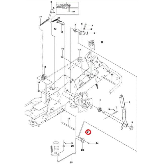 Koppelingstang Maaihoogte Instelling op HUSQVARNA, JONSERED, PARTNER, MCCULLOCH, ZENOAH R13 C5, R15 T AWD, R15 Ts AWD, R213 C, R214 T, R214 T AWD, R214 TC, R214C, R215 TX, R216, R216 AWD, R216 T AWD, R216TAWD, R316 T, R316 T AWD, R316 Ts AWD, R316