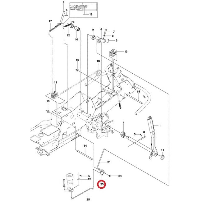 Tussenstuk Koppelingstang Maaihoogte Instelling voor HUSQVARNA, JONSERED, PARTNER, MCCULLOCH, ZENOAH R13 C5, R15 T AWD, R15 Ts AWD, R213 C, R214 T, R214 T AWD, R214 TC, R214C, R215 TX, R216, R216 AWD, R216 T AWD, R216TAWD, R316 T, R316 T AWD, R