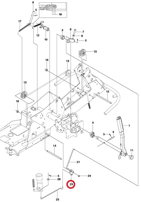 Tussenstuk Koppelingstang Maaihoogte Instelling voor HUSQVARNA, JONSERED, PARTNER, MCCULLOCH, ZENOAH R13 C5, R15 T AWD, R15 Ts AWD, R213 C, R214 T, R214 T AWD, R214 TC, R214C, R215 TX, R216, R216 AWD, R216 T AWD, R216TAWD, R316 T, R316 T AWD, R