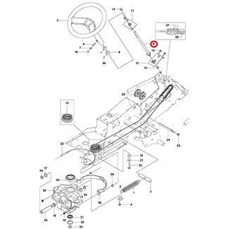 Stuurstang voor HUSQVARNA, JONSERED, PARTNER, MCCULLOCH, ZENOAH R213 C, R214 T, R214 T AWD, R214 TC, R215 TX, R216, R216 AWD, R216 T AWD, R216TAWD, R318, R320 AWD, FR2213 MA, FR2216 MA, FR2216 MA 4x4, M125, M125-94FH, FMZ1300, FMZ1400T op ZItmaaiers - Fro