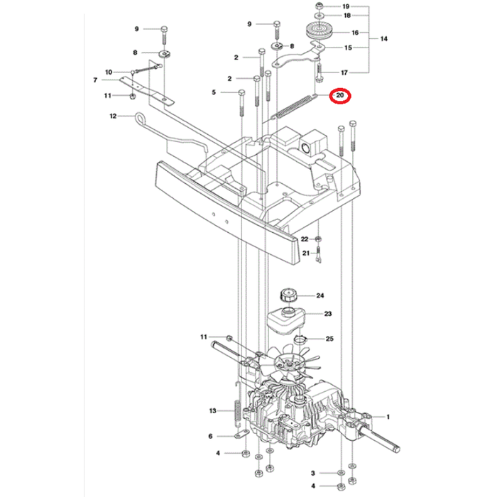 Veer voor spannen van Spanpoelie op HUSQVARNA, JONSERED, PARTNER, MCCULLOCH, ZENOAH PROFLEX 18, PROFLEX 21, R112 C5, R13 C5, R15 T AWD, R15 Ts AWD, R213 C, R214 T, R214 T AWD, R214 TC, R214C, R215 TX, R216, R216 AWD, R216 T AWD, R216TAWD, R316 T, R316 T