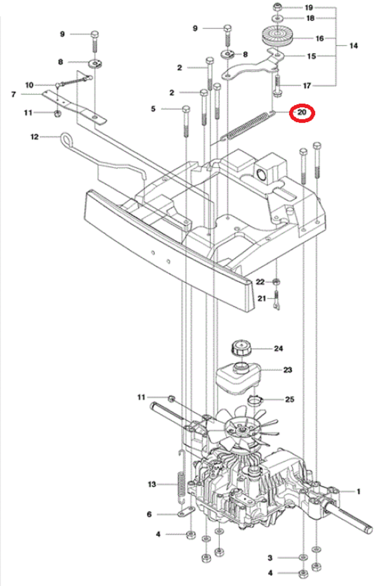 Veer voor spannen van Spanpoelie op HUSQVARNA, JONSERED, PARTNER, MCCULLOCH, ZENOAH PROFLEX 18, PROFLEX 21, R112 C5, R13 C5, R15 T AWD, R15 Ts AWD, R213 C, R214 T, R214 T AWD, R214 TC, R214C, R215 TX, R216, R216 AWD, R216 T AWD, R216TAWD, R316 T, R316 T