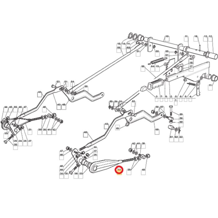 Hendel Links Maaidekophanging van 122 Cm Opvang Maaidek op Stiga, Castelgarden, Alpina, Mountfield, Honda  2048H, 22/122H, 2243H-SD Twin, 2248H, AT8122HCB, AT88122HW, BA220K122HE, CM7423H, CT22/122H, EF112C/22H, ESTATE 6122 HW,  ESTATE 7122 HWS, ESTATE 91