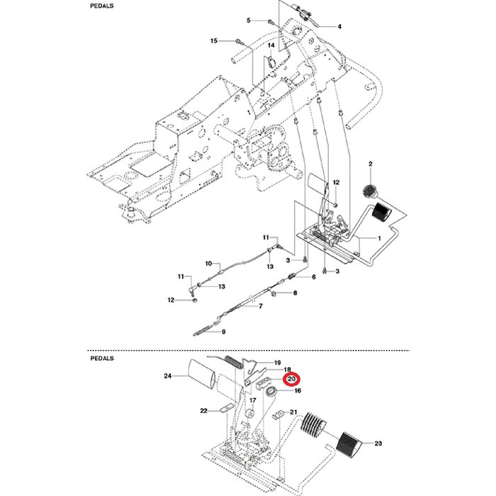 Pedaalasklem voor HUSQVARNA, JONSERED, PARTNER, MCCULLOCH, ZENOAH P524, P524EFI, PR17, PR17 AWD, PROFLEX 1200, PROFLEX 18, PROFLEX 20, PROFLEX 21, PROFLEX 21 AWD, PROFLEX 21 II, R 422 Ts, R 422 Ts AWD, R112 C, R112 C5, R115 B, R115 C, R13 C5, R15