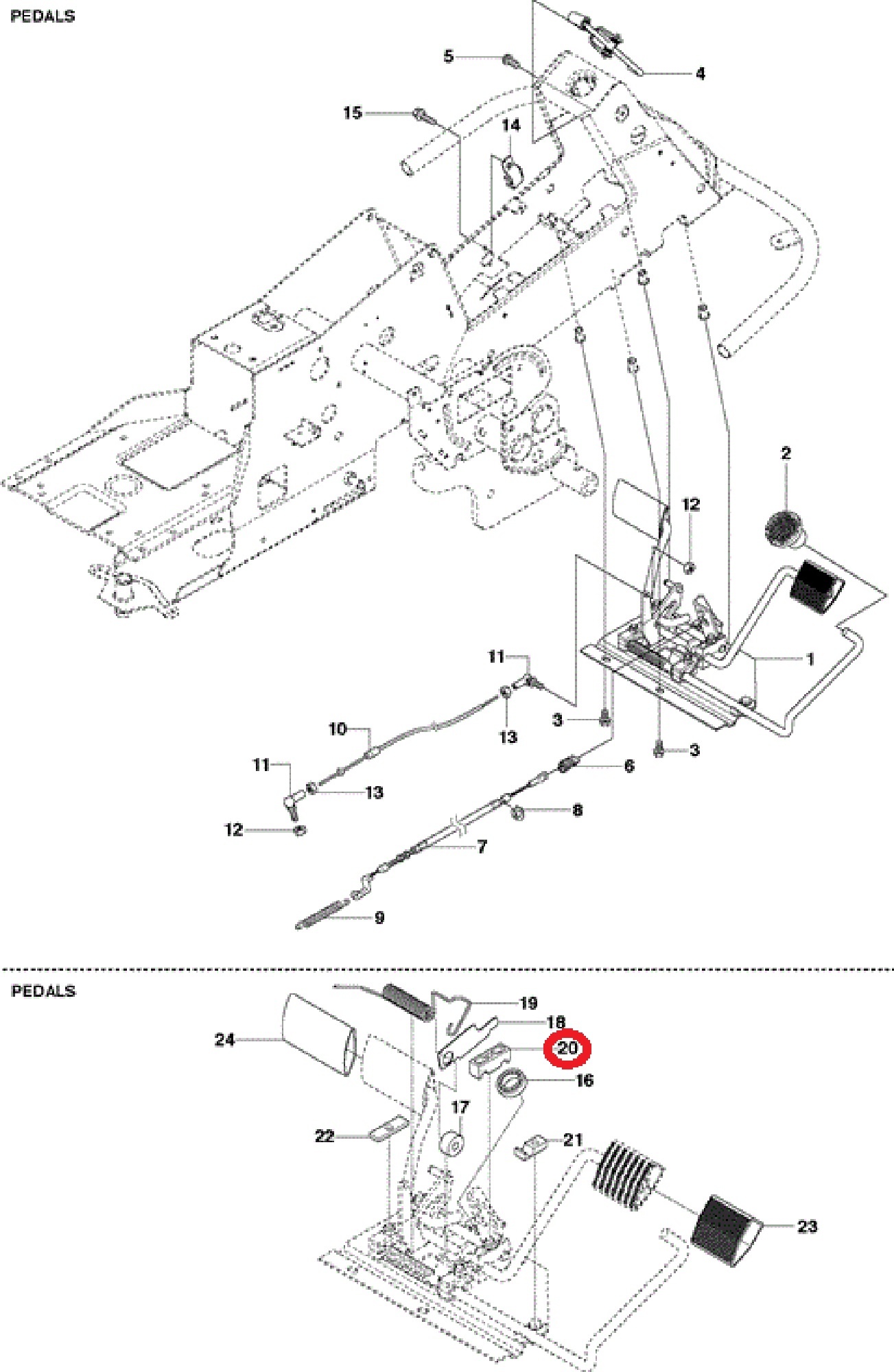 Pedaalasklem voor HUSQVARNA, JONSERED, PARTNER, MCCULLOCH, ZENOAH P524, P524EFI, PR17, PR17 AWD, PROFLEX 1200, PROFLEX 18, PROFLEX 20, PROFLEX 21, PROFLEX 21 AWD, PROFLEX 21 II, R 422 Ts, R 422 Ts AWD, R112 C, R112 C5, R115 B, R115 C, R13 C5, R15