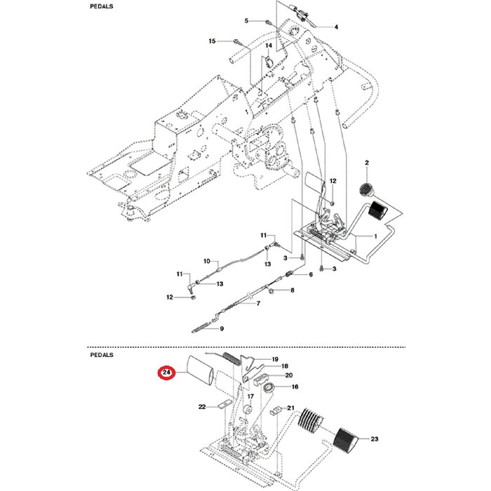 Pedaalrubber voor  HUSQVARNA, JONSERED, PARTNER, MCCULLOCH, ZENOAH P520 D, P520 D with Cabin, P524, P524EFI, P525 D, P525 D with Cabin, P535HX, PR17, PR17 AWD, PROFLEX 1200, PROFLEX 18, PROFLEX 20, PROFLEX 21, PROFLEX 21 AWD, PROFLEX 21 II, PT26 D, R 422