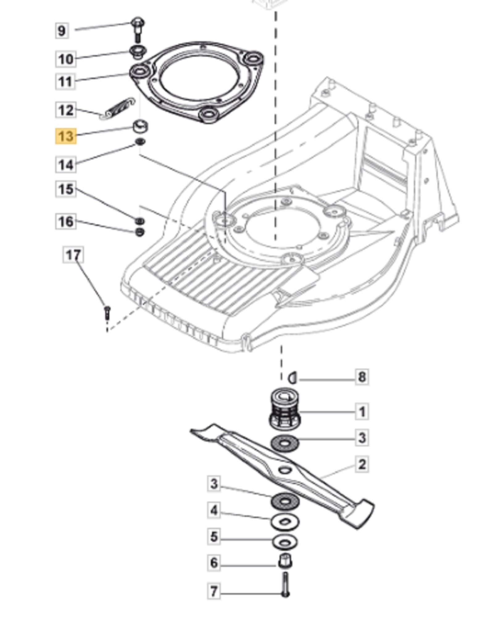 Trillingsdemper voor STIGA, CASTELGARDEN, MOUNTFIELD, ALPINA EXCEL50SQH, M60PD, MD63PD, MC534TR, MULTICLIP504S, MULTICLIP50, MULTICLIP53, MULTICLIP PRO 50, MULTICLIP PRO 53, MULTICLIP RENTAL 50, PARK520DP, PARK540DPX, S501RPD, TURBO 50, TURBO 55, TURBO EC