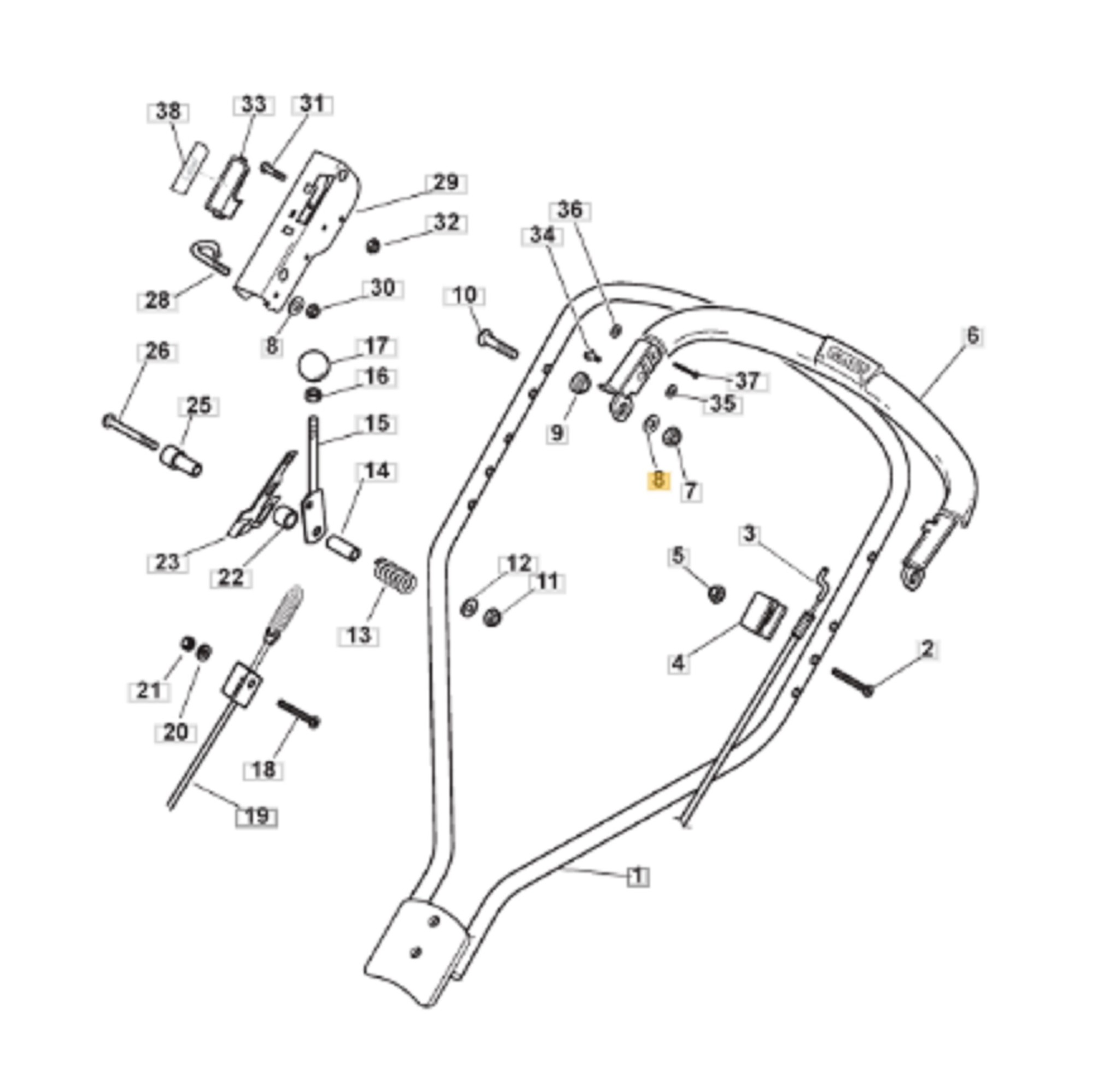 Motorremhendel voor STIGA, CASTELGARDEN, MOUNTFIELD, ALPINA op Loopmaaiers - Grasmaaiers - Gazonmaaiers Motorrem hendel, Handvat, Remhendel, Bedieningshendels, Motorstop Hendels M50S, M534TR, MLF50TRM, MULCHING 5010, MULCHING 5030, MULTICLIP 50, MULTICLIP