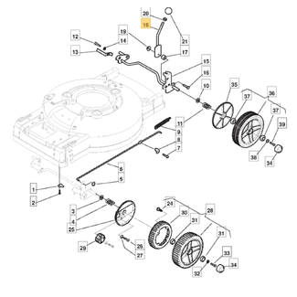 Hendel voor Hoogteinstelling Wielen op Grasmaaiers, Loopmaaiers, Gazonmaaiers Hendel Hoogteverstelling, Wiel Hoogte Instelling MC534TR, MULTICLIP 48, MULTICLIP51, MULTICLIP53, MULTICLIP 530, MULTICLIP PRO 53, XA55MBS