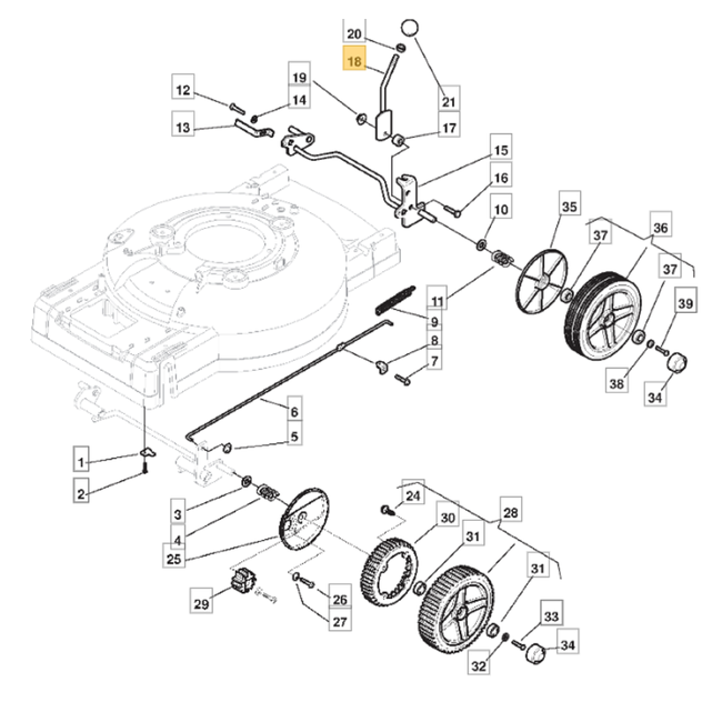 Hendel voor Hoogteinstelling Wielen op Grasmaaiers, Loopmaaiers, Gazonmaaiers Hendel Hoogteverstelling, Wiel Hoogte Instelling MC534TR, MULTICLIP 48, MULTICLIP51, MULTICLIP53, MULTICLIP 530, MULTICLIP PRO 53, XA55MBS