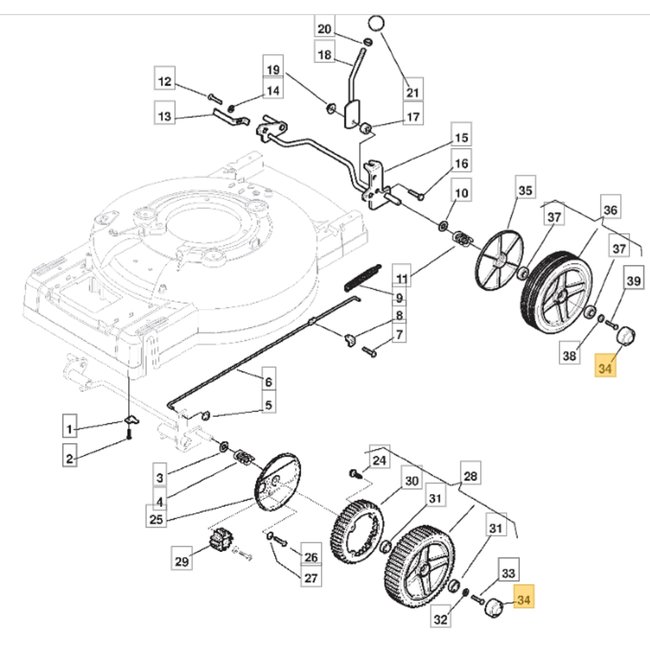 Wieldop voor STIGA, CASTELGARDEN, MOUNTFIELD, ALPINA Loopmaaiers, Grasmaaiers, Gazonmaaiers Wielkap, Dop, Kap MB432B, MB482, MC534, MULTICLIP 51, MULTICLIP 53, MULTICLIP PRO 53, MULTICLIP RENTAL 53, SR5043, SR5048, SR5053, TURBO 45, TURBO 50, TURBO 55, TU