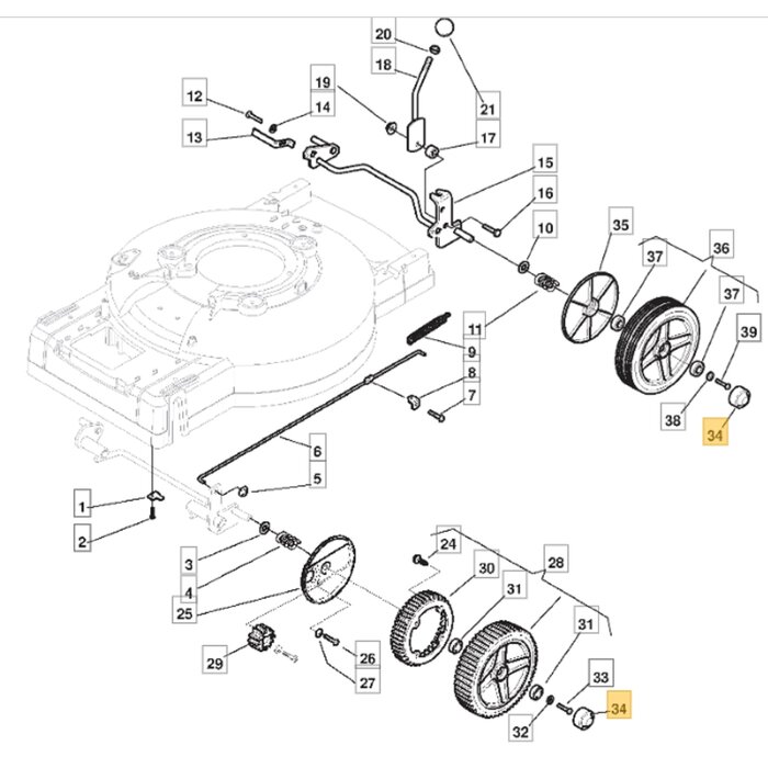 Wieldop voor STIGA, CASTELGARDEN, MOUNTFIELD, ALPINA Loopmaaiers, Grasmaaiers, Gazonmaaiers Wielkap, Dop, Kap MB432B, MB482, MC534, MULTICLIP 51, MULTICLIP 53, MULTICLIP PRO 53, MULTICLIP RENTAL 53, SR5043, SR5048, SR5053, TURBO 45, TURBO 50, TURBO 55, TU