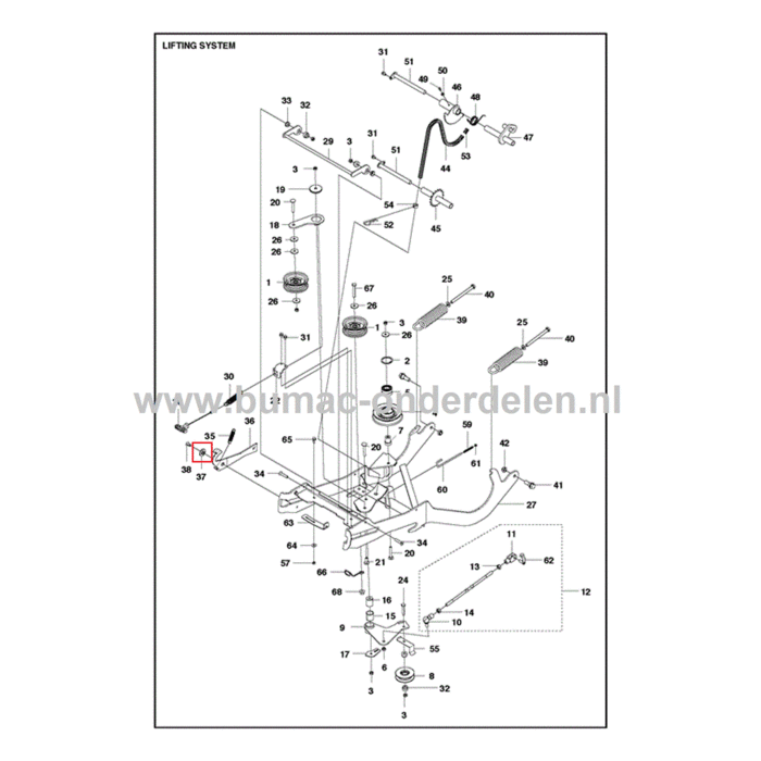 Stalen Geleide Bus voor Husqvarna, Jonsered, Partner, McCulloch, Zenoah Zitmaaiers, Tuintrekkers, Riders, Frontmaaiers Bus, Houder, Geleidebus P524, P524EFI, PR17, PR17 AWD, PROFLEX 1200, PROFLEX 18, PROFLEX 20, PROFLEX 21, PROFLEX 21 AWD, PROFLEX 21 II,