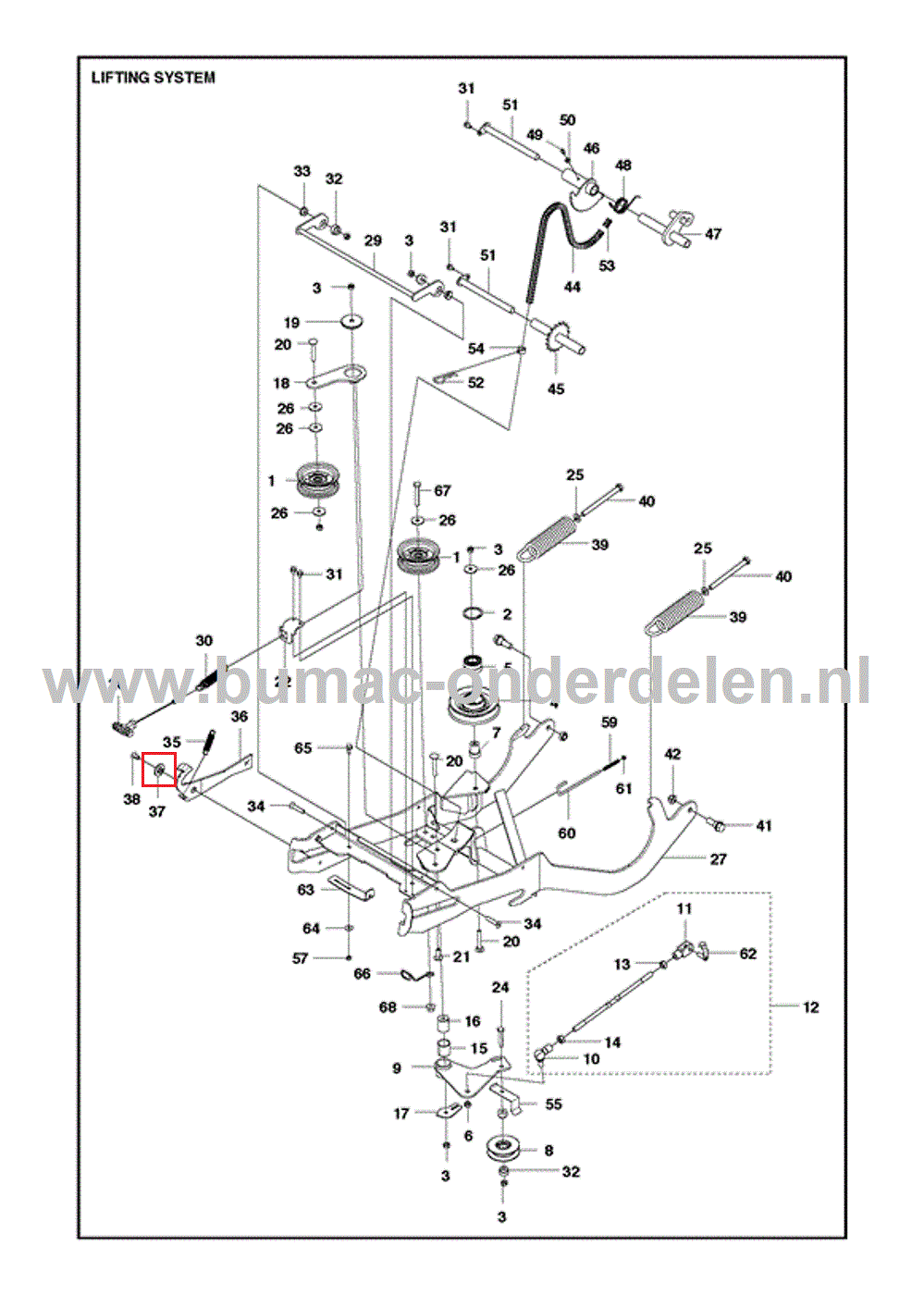 Stalen Geleide Bus voor Husqvarna, Jonsered, Partner, McCulloch, Zenoah Zitmaaiers, Tuintrekkers, Riders, Frontmaaiers Bus, Houder, Geleidebus P524, P524EFI, PR17, PR17 AWD, PROFLEX 1200, PROFLEX 18, PROFLEX 20, PROFLEX 21, PROFLEX 21 AWD, PROFLEX 21 II,