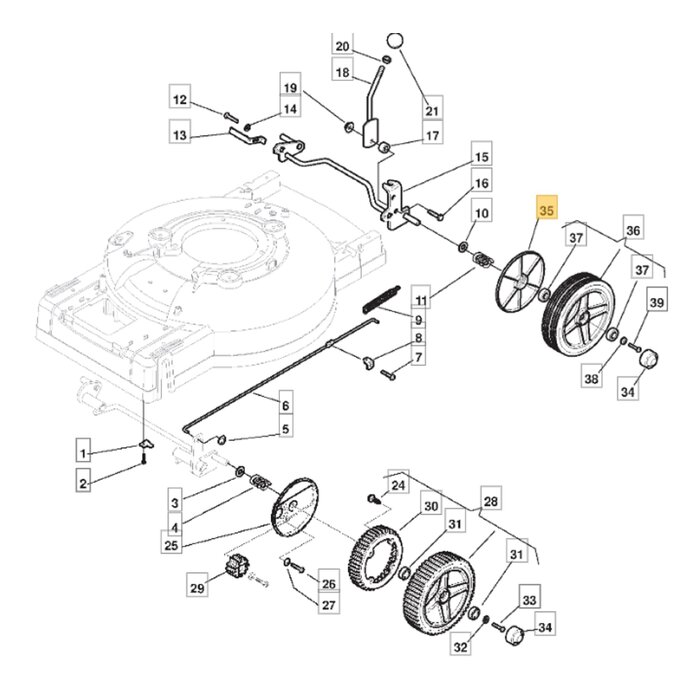 Beschermkap Achterwiel voor STIGA, CASTELAGRDEN, MOUNTFIELD, ALPINA Grasmaaiers, Loopmaaiers, Gazonmaaiers Velg, Bescherm Kap MC534, MULTICLIP 51, MULTICLIP 53, MULTICLIP RENTAL 53, MULTICLIP PRO 48, MULTICLIP PRO 51, MULTICLIP PRO 53, XA55MBS