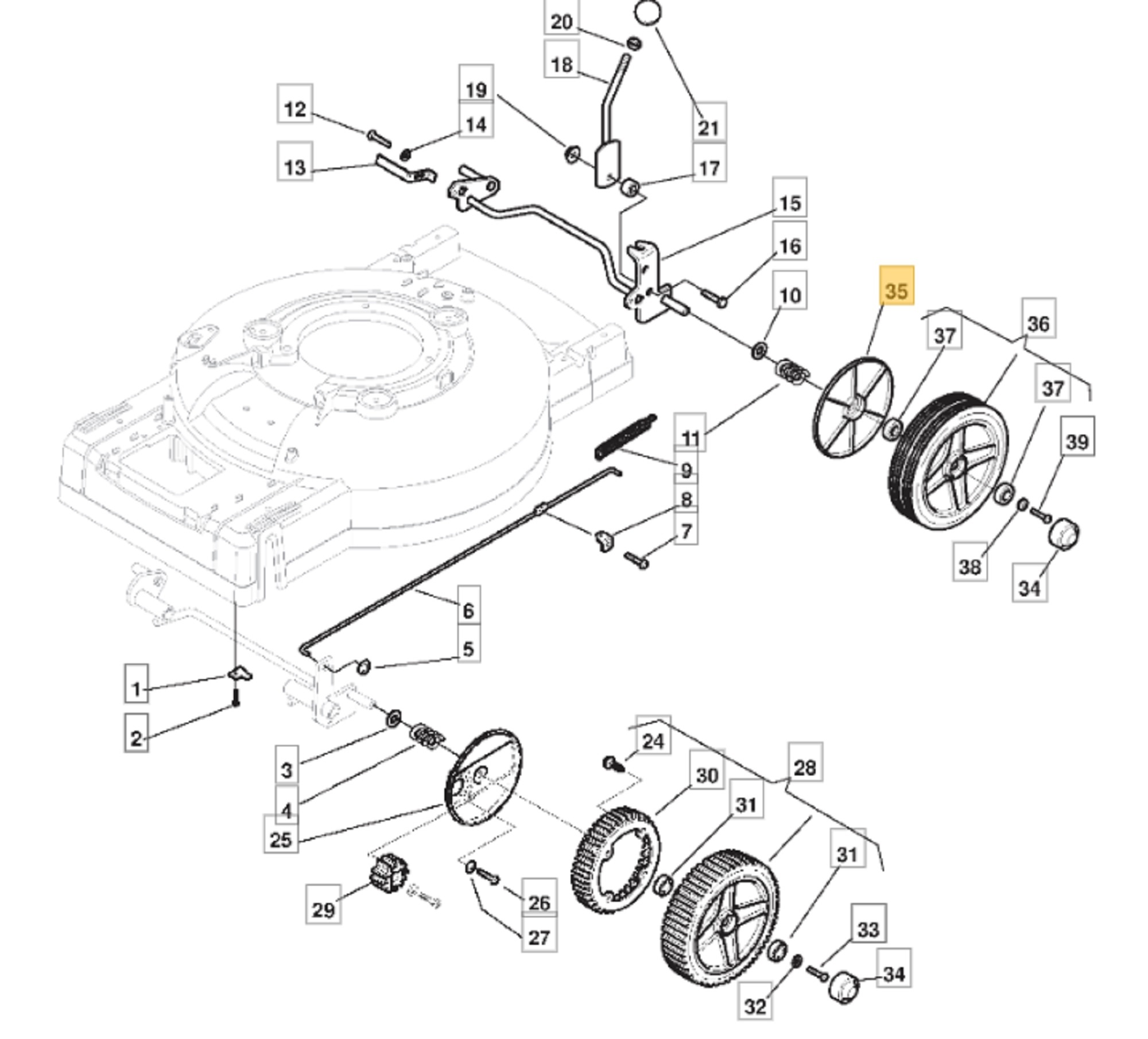 Beschermkap Achterwiel voor STIGA, CASTELAGRDEN, MOUNTFIELD, ALPINA Grasmaaiers, Loopmaaiers, Gazonmaaiers Velg, Bescherm Kap MC534, MULTICLIP 51, MULTICLIP 53, MULTICLIP RENTAL 53, MULTICLIP PRO 48, MULTICLIP PRO 51, MULTICLIP PRO 53, XA55MBS
