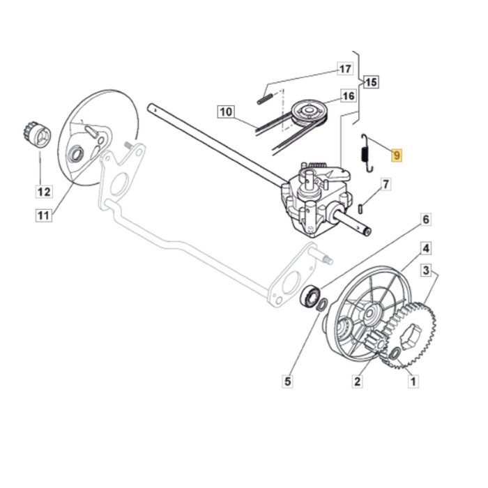 Veer voor Spannen Poelie Rijaandrijving op STIGA, CASTELGARDEN, MOUNTFIELD, ALPINA op Loopmaaiers, Grasmaaiers, Gazonmaaiers Trekveer, Spanveer Poelie BL480, HR48, M50S, MCS474, MLF50, MULCHING 5010, MULCHING 5020, MULCHING 5030, MULTICLIP 47, MULTICLIP 5