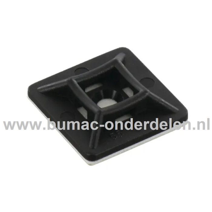 Plakzadel voor Kabelbinder T/m 4,8 mm voor Tyrips gemakkelijk te Monteren op Plekken waar geen gebruik gemaakt kan worden van schroeven. Door de Lijmlaag aan de Achterkant blijft de Kleefzadel stevig zitten