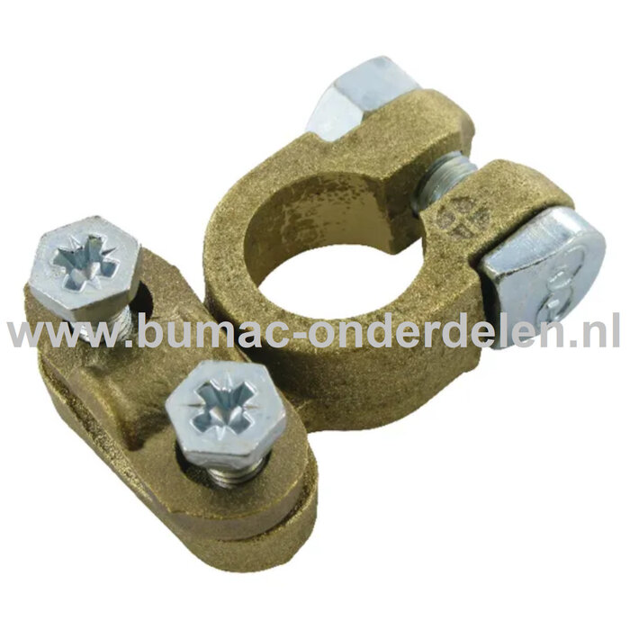 Accuklem + Pool te schroeven voor Conische Polen De accuklemmen zorgen dat de Accu en de Stroomkabels met elkaar in contact staan Trekker, Zitmaaier, Tuintrekker, Frontmaaier, Grasmaaiers, Accuklem, Batterijklem, Accupoolklem