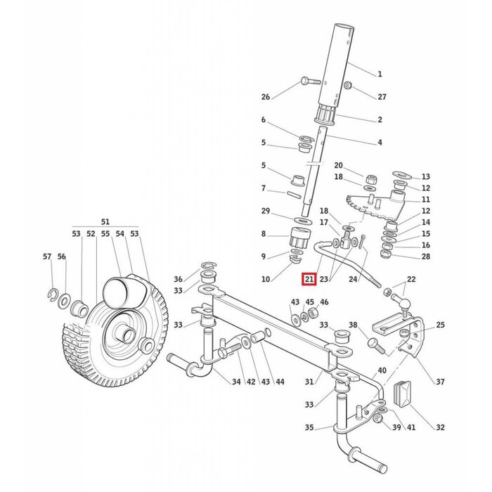 Stuurstang voor Castelgarden EL63 - EL63M - XE70 - XE75, Zitmaaier - Tuintrekker, Stiga - Castel Garden - Mountfield - Alpina