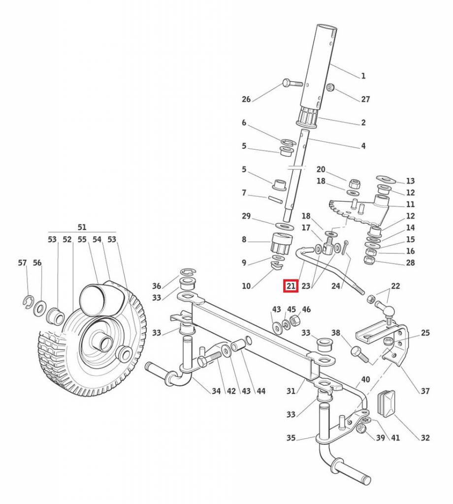 Stuurstang voor Castelgarden EL63 - EL63M - XE70 - XE75, Zitmaaier - Tuintrekker, Stiga - Castel Garden - Mountfield - Alpina