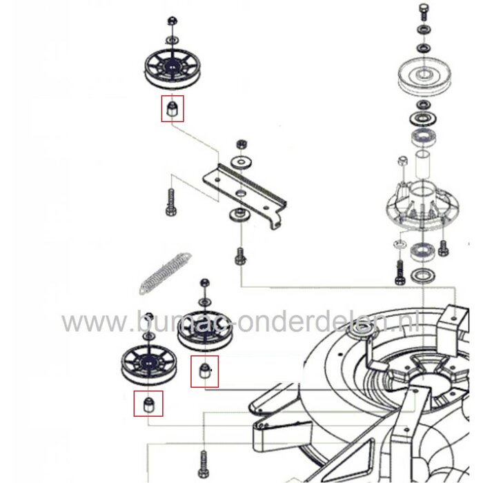 Bus voor Spanpoelie Alko en Brill Zitmaaier - Frontmaaier - Tuintrekker, T13-92 LUX - T17-102HD - T18-102HD