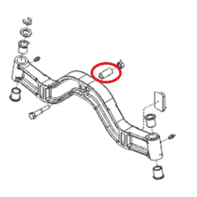 Afstandsbus Vooras voor ALKO, SOLO, BRILL Zitmaaiers, Tuintrekkers, Grasmaaiers, Afstandbus, Afstand Bus, Bussen, Lager, Lagerbus, Glijlager T20-105.5 HDE V2, T23-125.5 HDE V2, T22-111.7 HDS AV2