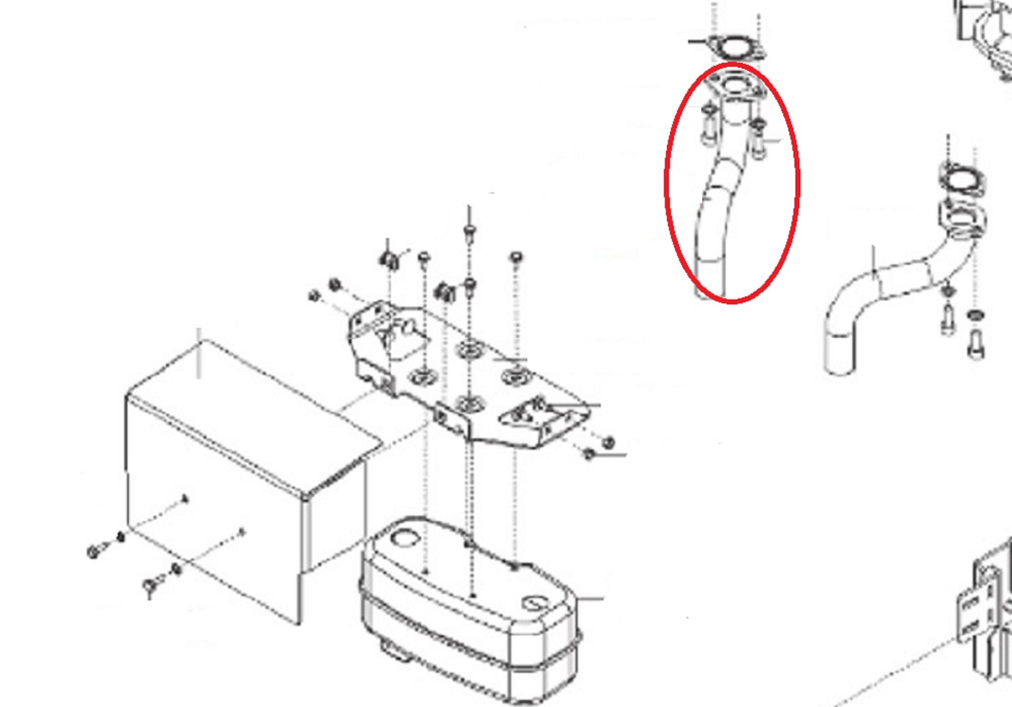 Uitlaatspruitstuk Rechts voor ALKO, SOLO, BRILL Zitmaaiers, Tuintrekkers, Grasmaaiers Uitlaat Spruitstuk, Verbinder T20-105.5 HDE V2, T23-125.5 HDE V2