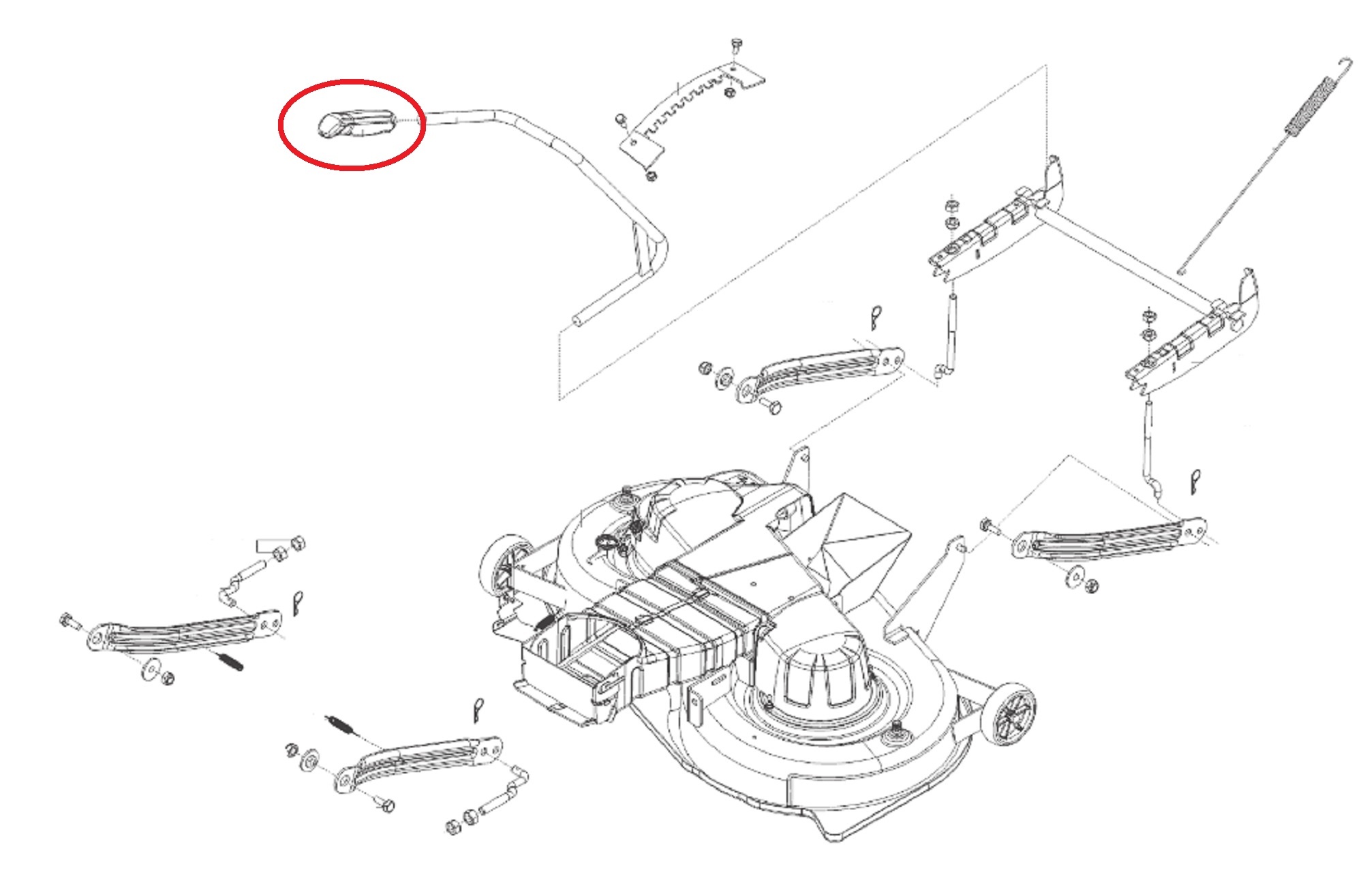 Handvat Hoogte Instelling Maaidek voor ALKO, SOLO, BRILL Zitmaaiers, Tuintrekkers, Grasmaaiers Handgreep, Hendel Handvat T20-105.5 HDE V2, T23-125.5 HDE V2