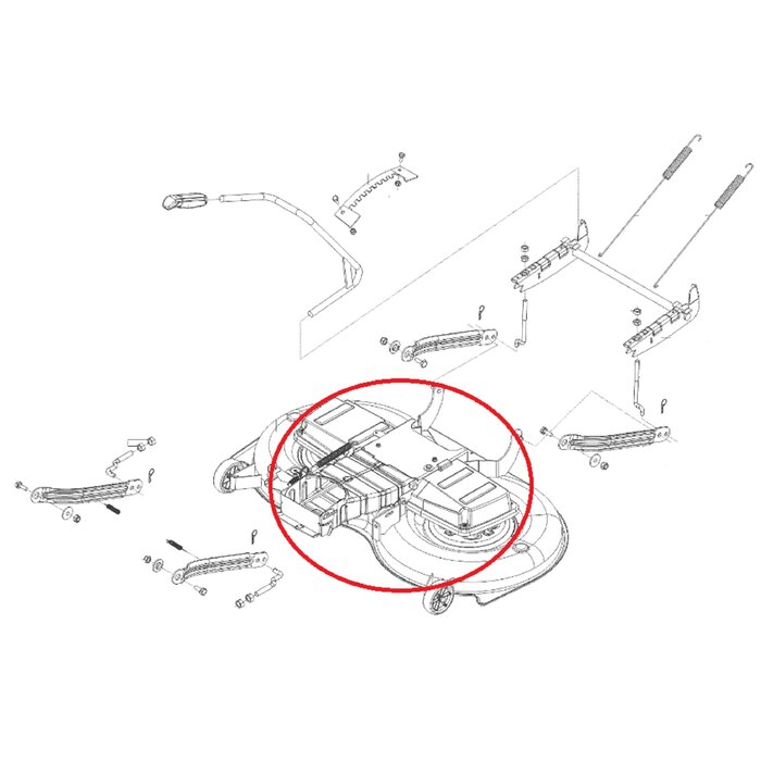 Kaal maaidek Compleet 125 cm voor ALKO, BRILL, SOLO Zitmaaiers, Tuintrekkers, Grasmaaiers Maaidek, Maaihuis, Maai Dek T23-125.5 HDE V2, onderdeel