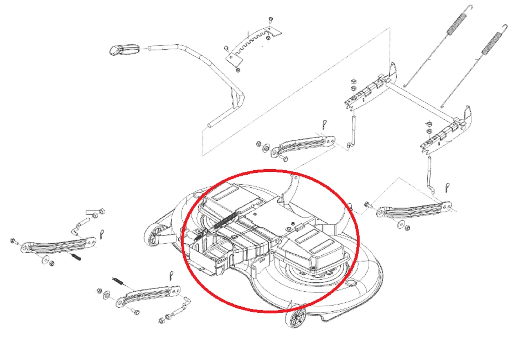 Kaal maaidek Compleet 125 cm voor ALKO, BRILL, SOLO Zitmaaiers, Tuintrekkers, Grasmaaiers Maaidek, Maaihuis, Maai Dek T23-125.5 HDE V2, onderdeel