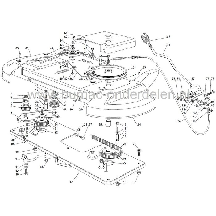 V snaar Maaidek Honda 40 Inch - 102 cm Twincut Zitmaaier voor Aandrijving Maaimessen, Honda  HF2213 - HF2216 - HF2218 - HF2415 - HF2417