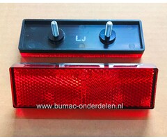 Rechthoek Reflector Rood Lengte 106 mm, Breedte 33 mm Schroefdraad M5x16 mm voor Aanhangers, Trekker, Kiepkar, Aanhangwagens