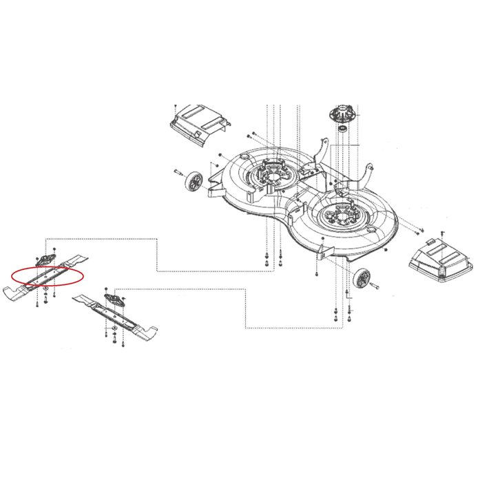 Maaimes Rechts 64,1 cm voor ALKO, SOLO, BRILL Zitmaaiers, Trekkers, Tuintrekkers, Grasmaaiers Maai Mes, Maaimessen T23-125.5 HDE V2