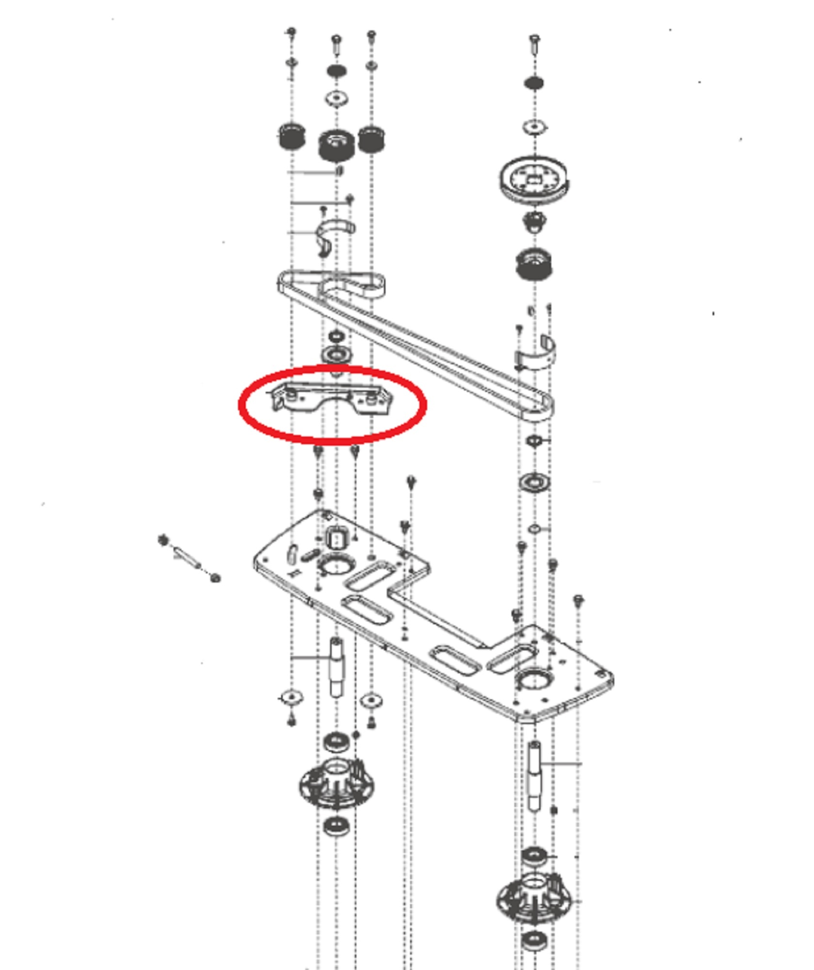 Poelie Spanplaat op Maaidek voor ALKO, SOLO, BRILL Zitmaaiers, Trekkers, Tuintrekkers, Grasmaaiers Spanstuk, Spanner T23-125.5 HDE V2